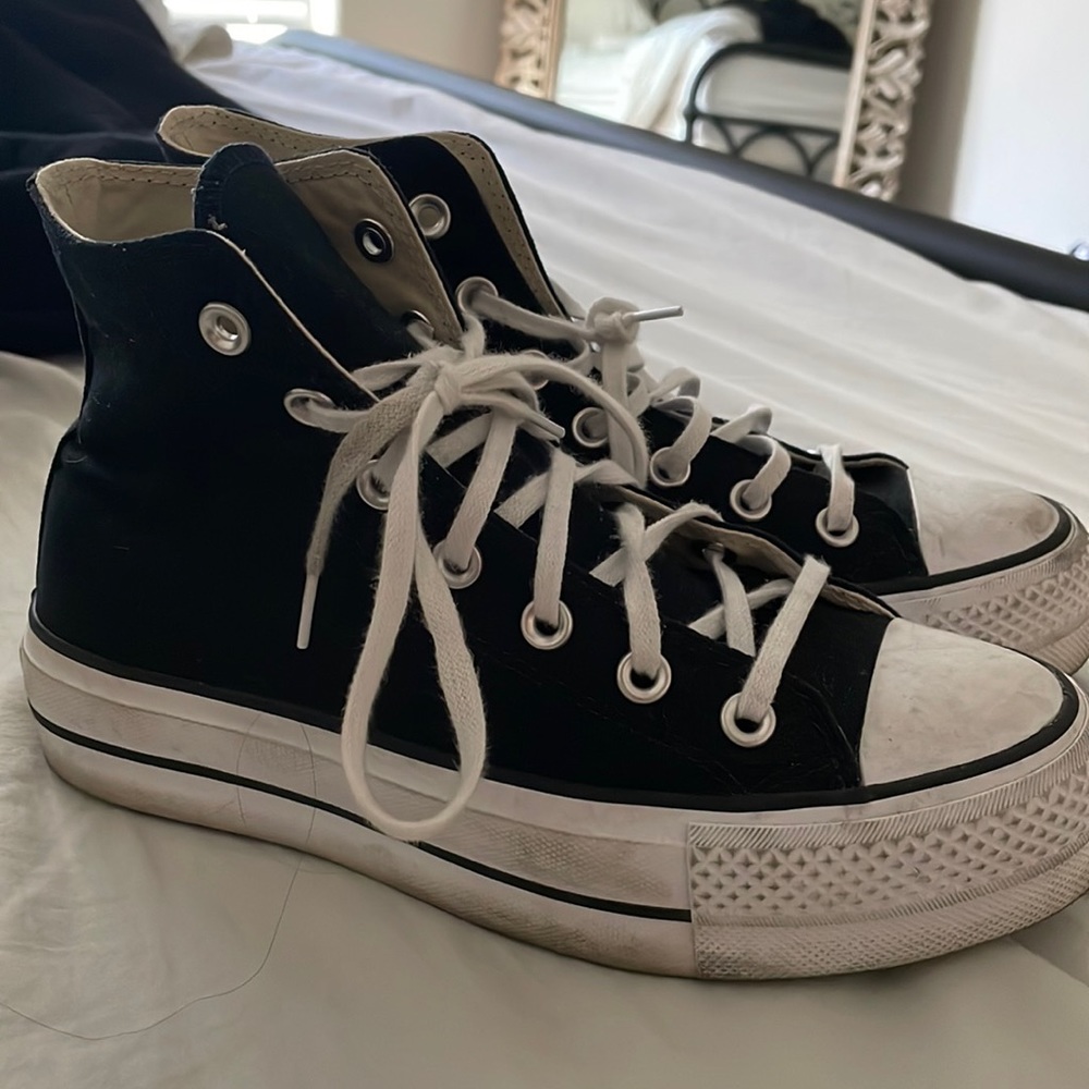 Black high top platform converse